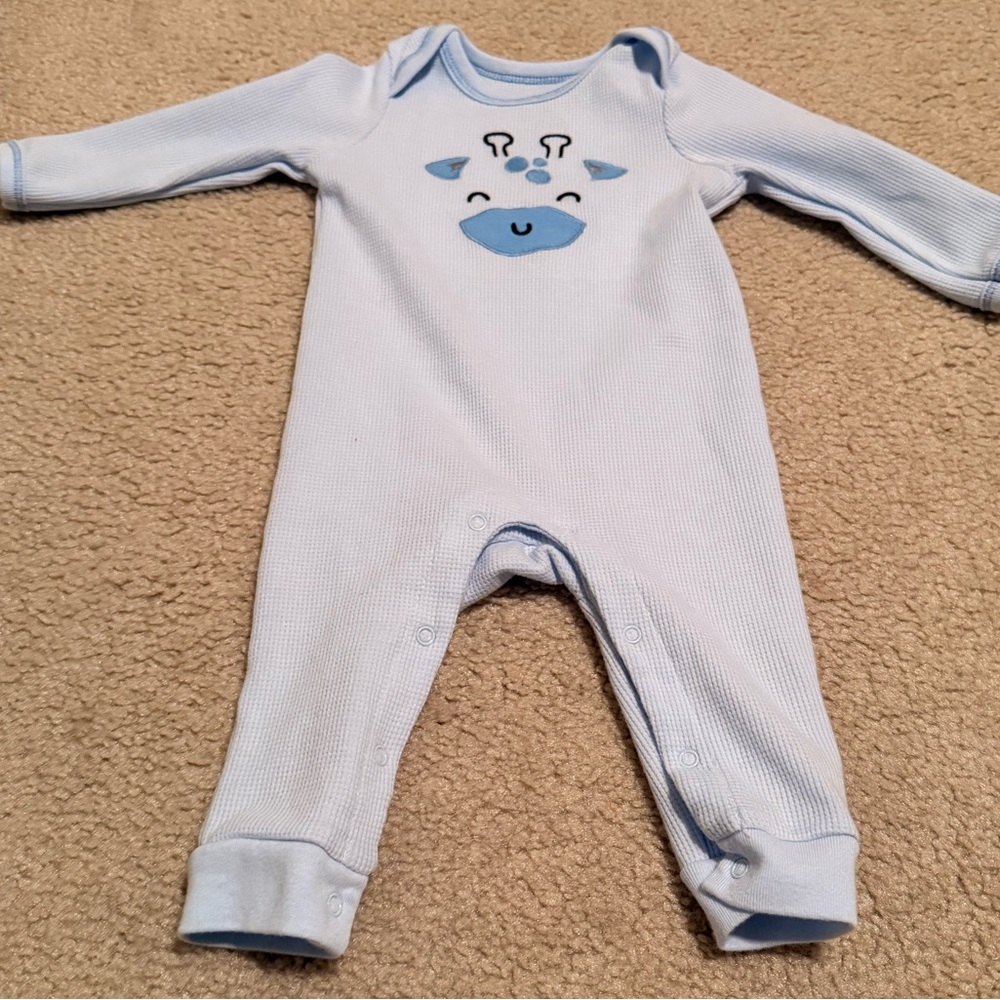 Blue Baby One Piece with Giraffe Design